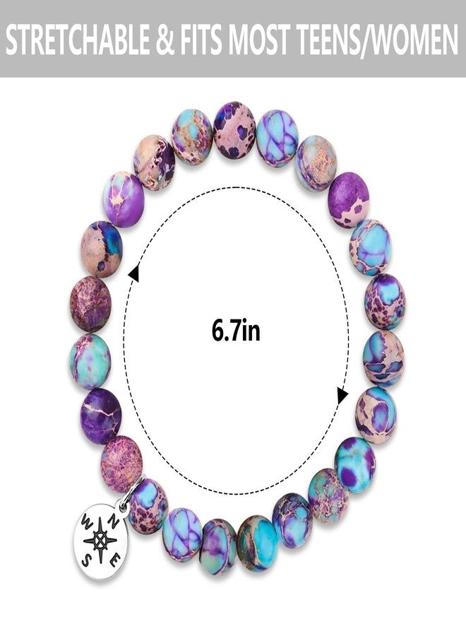 Tirdkid Graduation Gifts for Her - 2026 Class of Imperial Jasper and Compass Charm Bracelet, Perfect High School and College Graduation Jewelry - Image 5
