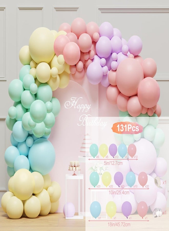 Netnology Pastel Balloon Arch Garland Kit - 131Pcs Rainbow Balloon Arch Kit - Birthday Balloons, Macaron Pink Yellow Blue Purple Balloons for First Birthday Baby Shower Wedding Party Decorations - Image 2