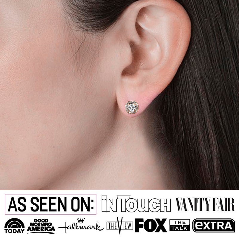 Cate & Chloe Ruth 18k White Gold Halo Stud Earrings with Round Cut Simulated Diamond Crystals, Elegant Jewelry for Women, Gift for Her on Christmas, Halloween and More - Image 3