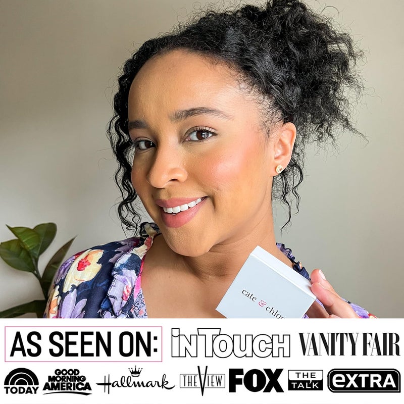 Cate & Chloe Ruth 18k White Gold Halo Stud Earrings with Round Cut Simulated Diamond Crystals, Elegant Jewelry for Women, Gift for Her on Christmas, Halloween and More - Image 4