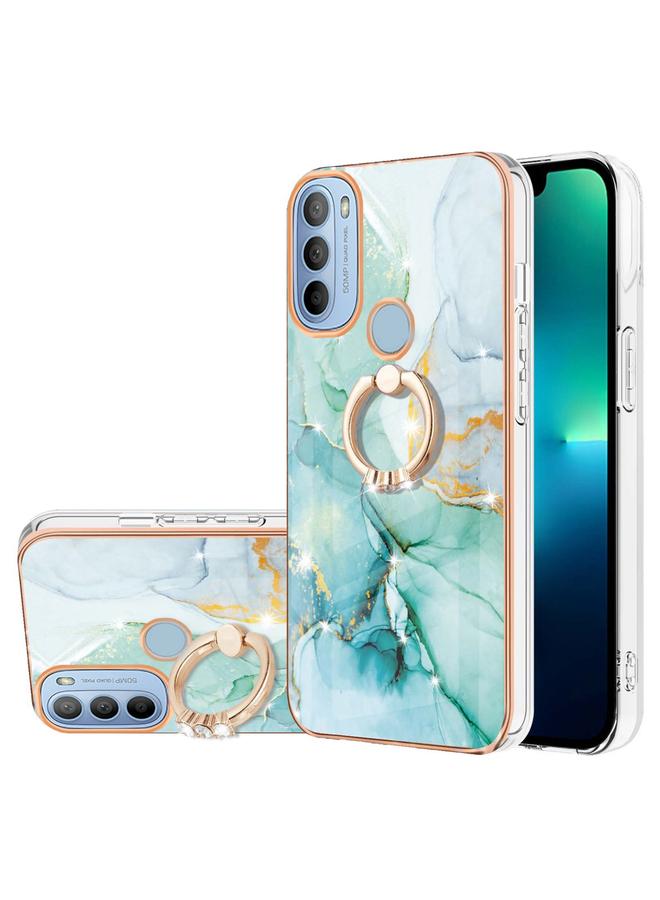 erorex Case For Motorola Moto G31/G41 Electroplating Marble Pattern IMD TPU Shockproof Phone Case with Ring Holder - Image 1