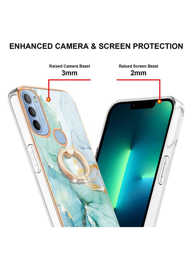 erorex Case For Motorola Moto G31/G41 Electroplating Marble Pattern IMD TPU Shockproof Phone Case with Ring Holder - Image 3