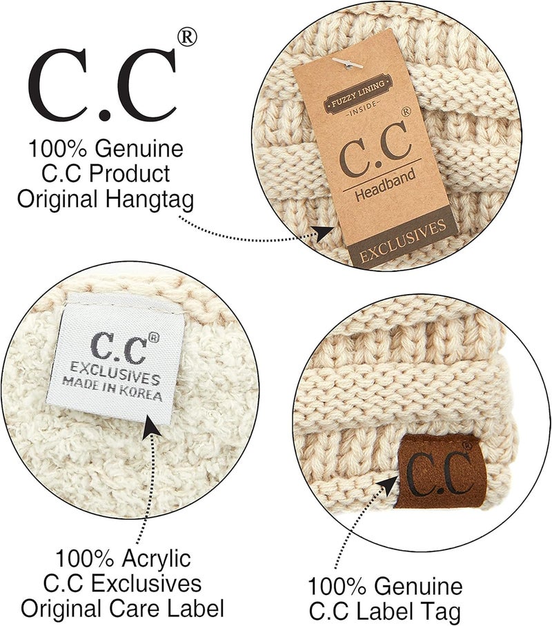 Cc Winter Fuzzy Fleece Lined Thick Knitted Diagonal Stripes Criss-Cross Pattern Headband Headwrap (HW-2060) - Image 3