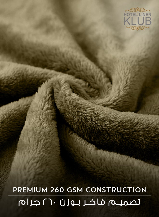 هوتيل لينين كلوب بطانية مزدوجة من الفلانيل المصنوعة من الصوف الدقيق، 260 جرام لكل متر مربع، ناعمة ومريحة للغاية، مقاس 200 × 220 سم، لون زيتوني - Image 5