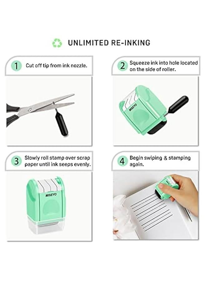 Generic Mint Green Self-Inking Line Rolling Stamp for Kids to Practice Dashed Handwriting Lines - Image 3