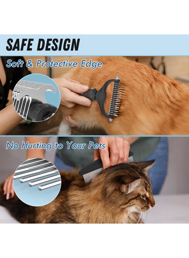 Docrok Pet Grooming Brush and Metal Comb Combo, Cat Brush Dog Brush for Shedding, Undercoat Rake for Dogs Grooming, Dematting Deshedding Brush Dogs Shedding Tool for Long matted Haired Pets, Green - Image 4