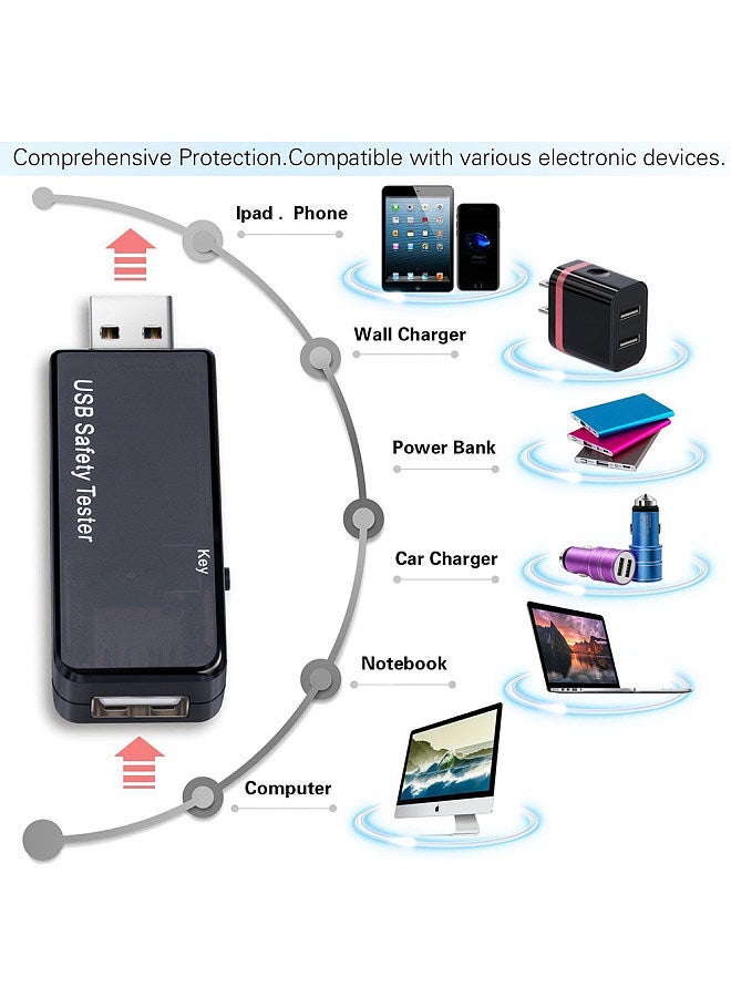 USB Digital Tester Current Voltage Monitor DC 5.1A 30V Amp Voltage Meter Test Speed of Chargers Cables Capacity of Power Banks Black  - Image 5