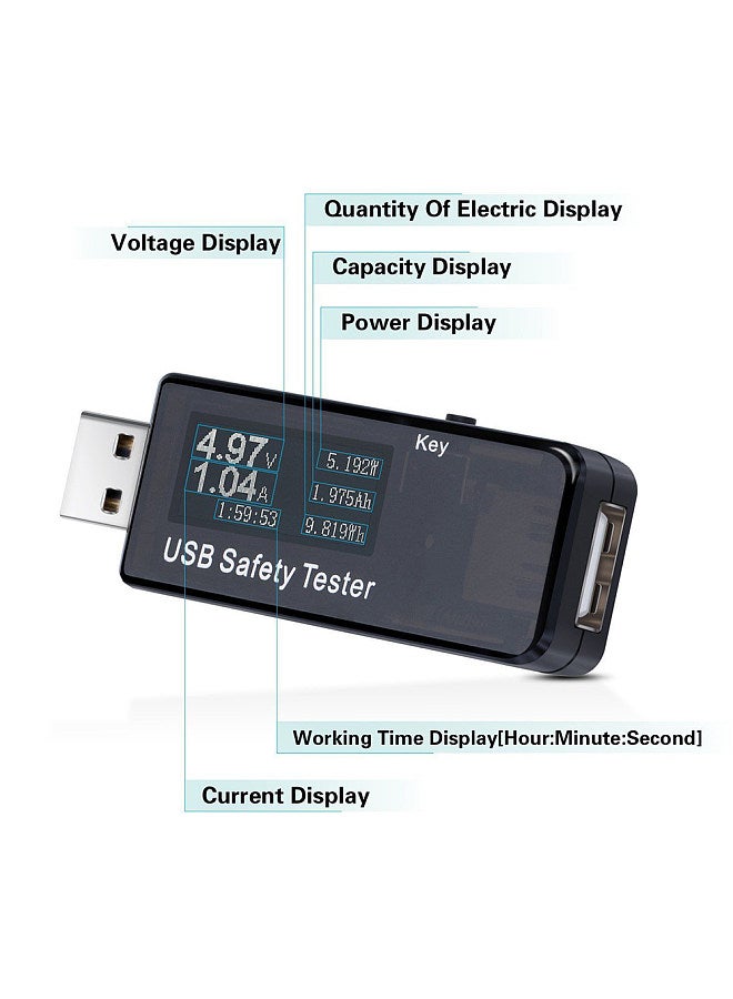 USB Digital Tester Current Voltage Monitor DC 5.1A 30V Amp Voltage Meter Test Speed of Chargers Cables Capacity of Power Banks Black  - Image 2