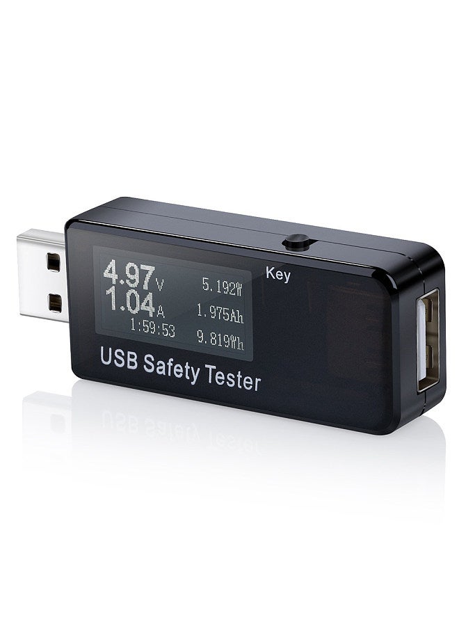 USB Digital Tester Current Voltage Monitor DC 5.1A 30V Amp Voltage Meter Test Speed of Chargers Cables Capacity of Power Banks Black  - Image 1