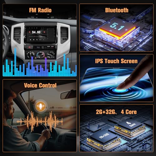 Naifay Car Radio for Toyota Tacoma 2005-2015 Stereo, 9inch IPS Touch Screen for Toyota Tacoma Radio with Carplay Android Auto/Bluetooth/GPS/WiFi/SWC/MIC (Non-J.B.L Version) - Image 5