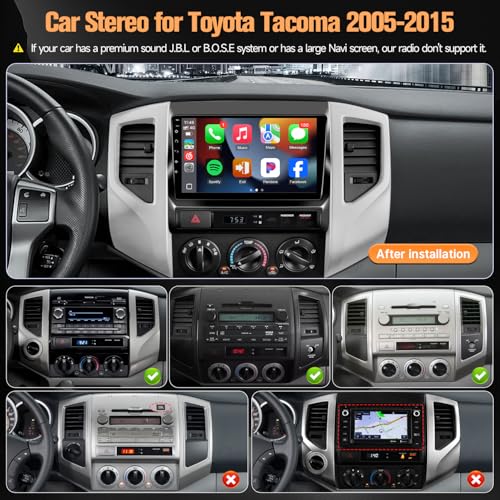 Naifay Car Radio for Toyota Tacoma 2005-2015 Stereo, 9inch IPS Touch Screen for Toyota Tacoma Radio with Carplay Android Auto/Bluetooth/GPS/WiFi/SWC/MIC (Non-J.B.L Version) - Image 2