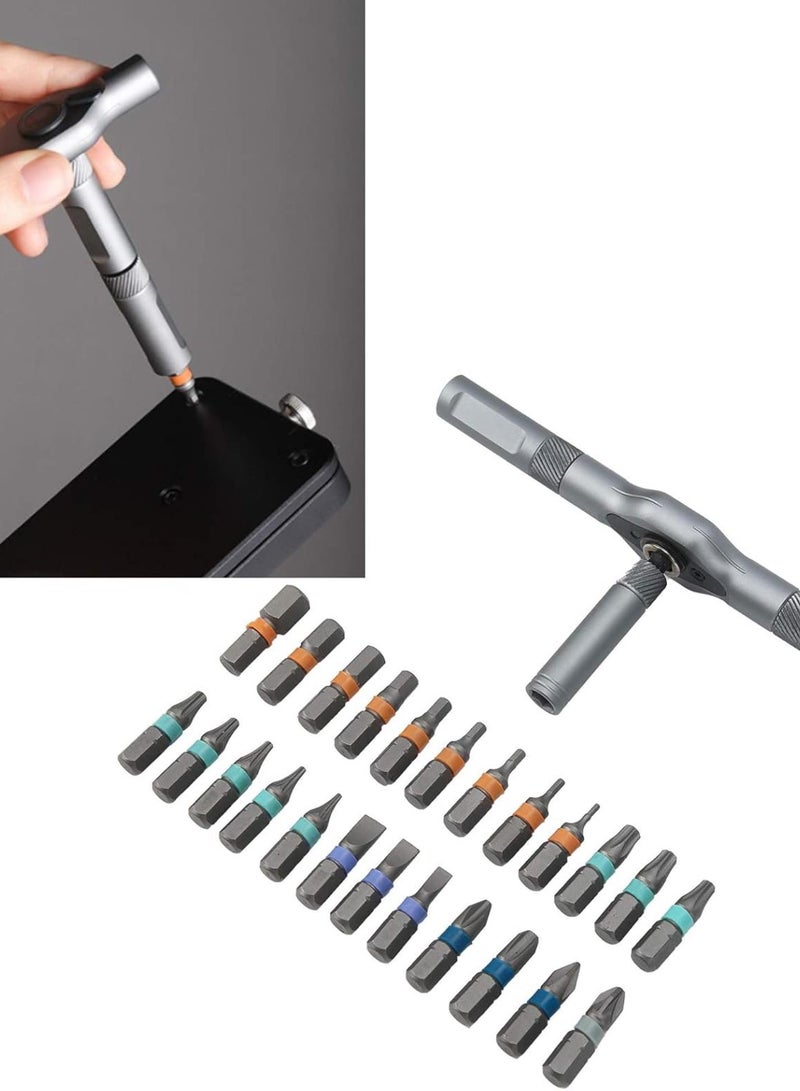 GGOOT Mini Ratchet Set, Ratchet Screwdriver Set 24-iN1 Bit Multipurpose Repair Tool Manual Hardware with Handle RS1 Professional Accessories  - Image 2