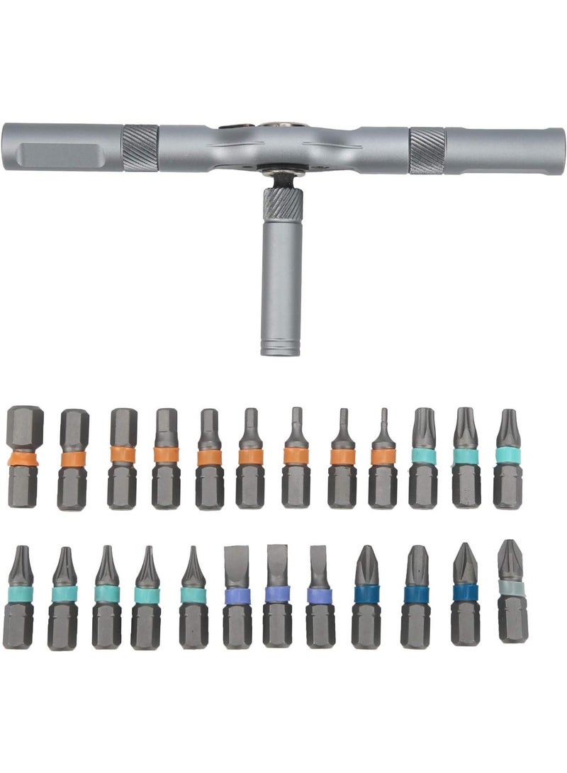 GGOOT Mini Ratchet Set, Ratchet Screwdriver Set 24-iN1 Bit Multipurpose Repair Tool Manual Hardware with Handle RS1 Professional Accessories  - Image 4