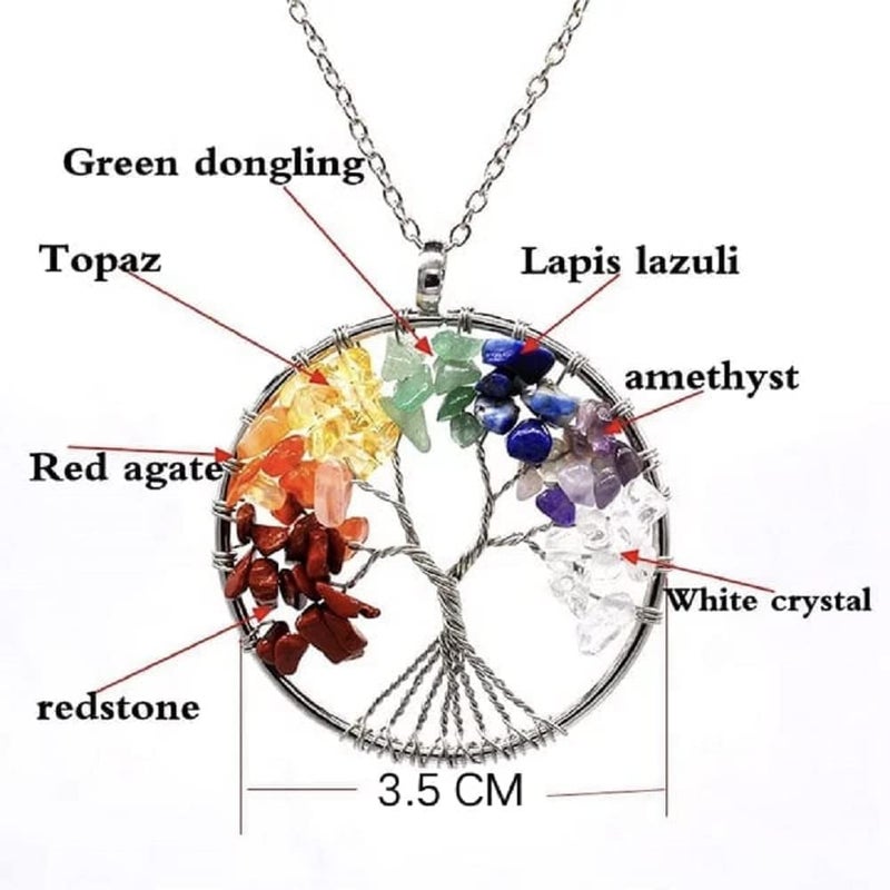 PANAKUMUS Combo of 3 Handcrafted 7 Chakra Tree of Life Pendant With 7 Chakra Tree of Life Keychain and 7 chakra Tumble Hanger for Gifting Good Luck Home Decoration - Image 3