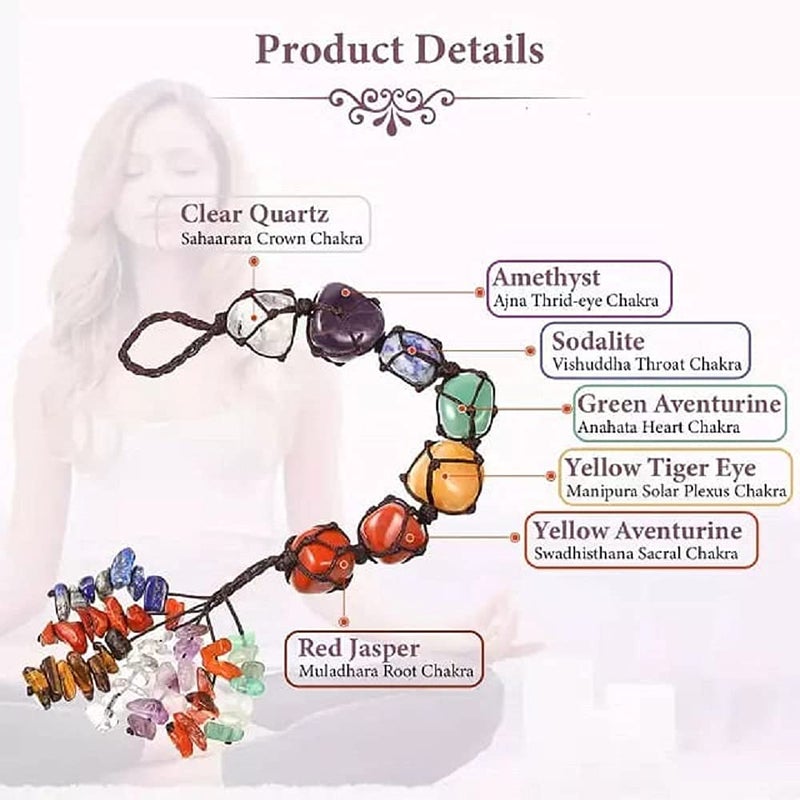 PANAKUMUS Combo of 3 Handcrafted 7 Chakra Tree of Life Pendant With 7 Chakra Tree of Life Keychain and 7 chakra Tumble Hanger for Gifting Good Luck Home Decoration - Image 4