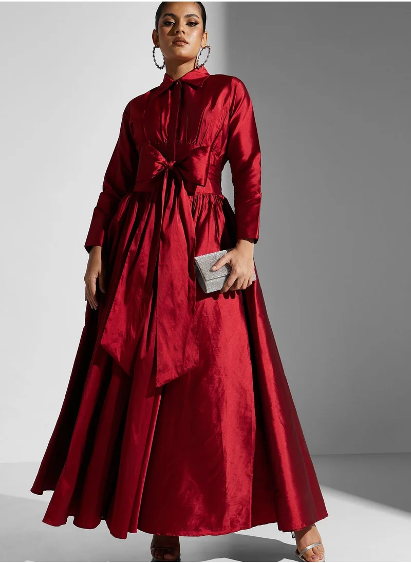 Namshi X Zena Louay Zena Louay Shirt Dress With Empire Waist Line Detail