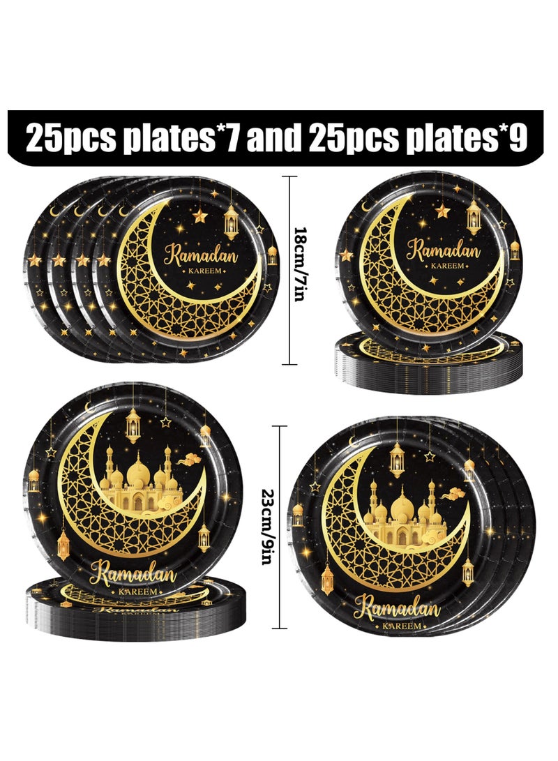 Highland 50 Piece Ramadan Kareem Disposable Paper Plates Set - Image 2