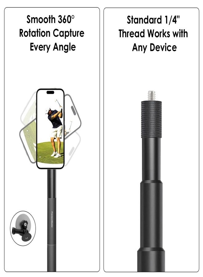 PrecisionMaster Golf Tripod & Monopod, Magnetic Golf Film Stick 52" Adjustable Aluminum, Golf Swing Training Aid Compatible with Magsafe iPhone Android Phones (4 Magnet) - Image 4