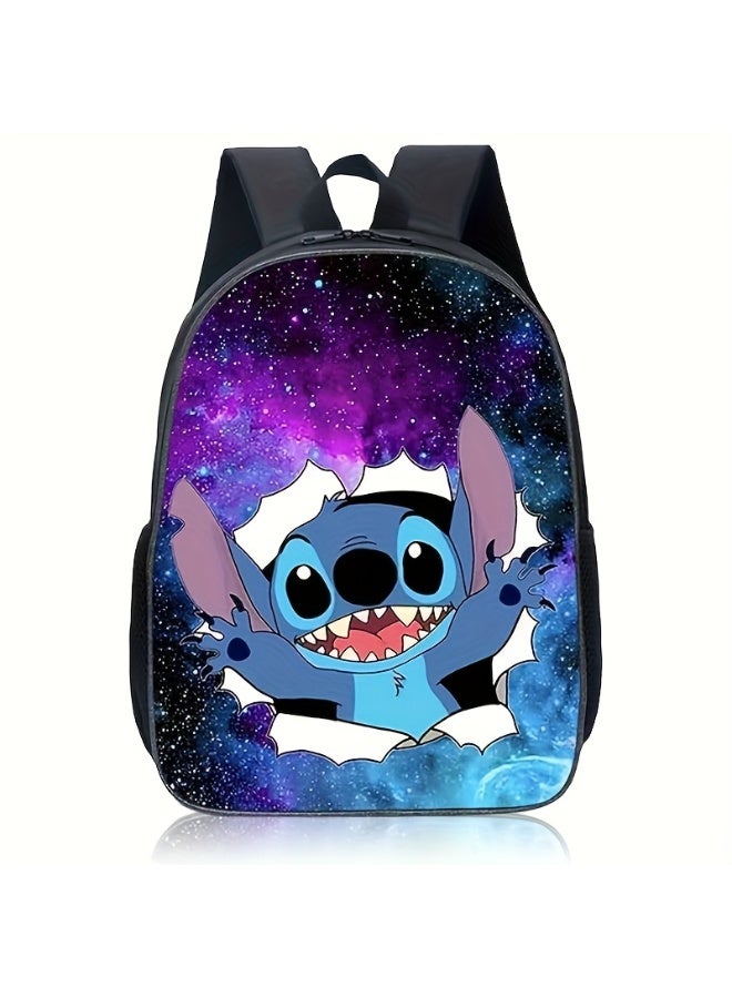 Stitch Galaxy Print Backpack, Cartoon Design, Large Capacity, Waterproof - Image 1