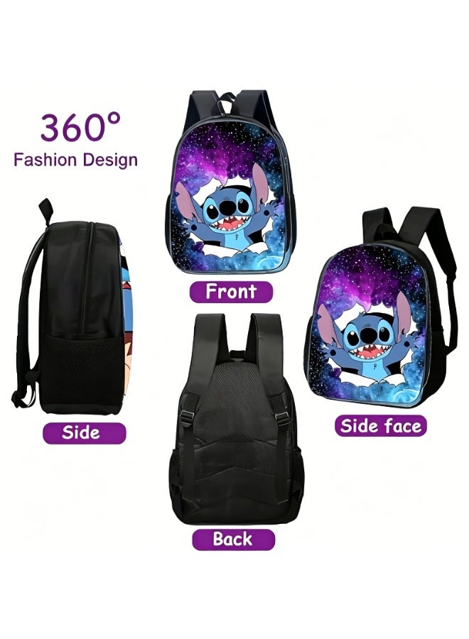 Stitch Galaxy Print Backpack, Cartoon Design, Large Capacity, Waterproof - Image 3
