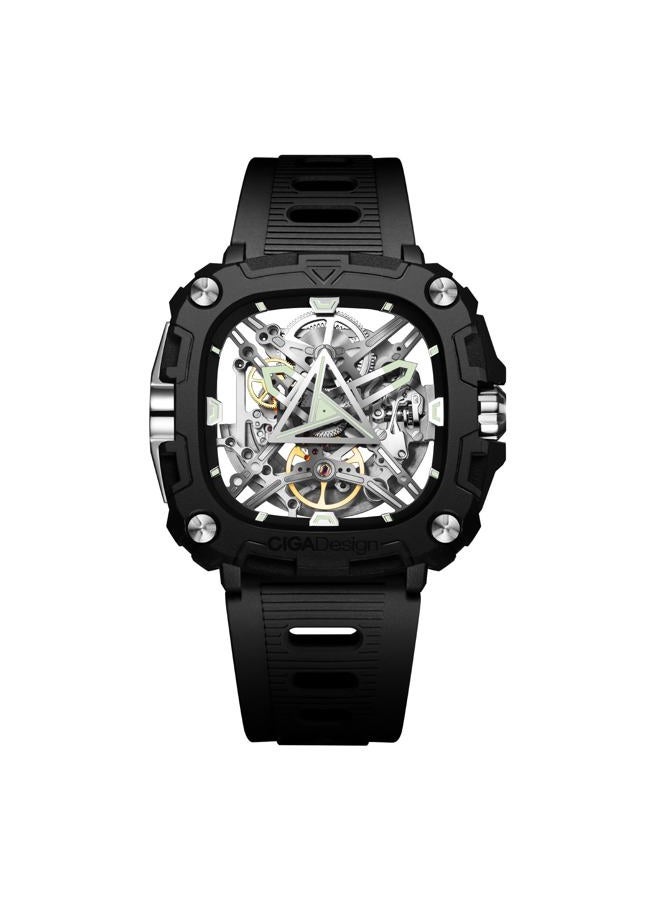 CIGA Design Eye of Horus Automatic Skeleton Watch Unique Triangular Seconds Hand Luminous Waterproof Timepiece Gifts for Men and Women (Silver) - Image 1