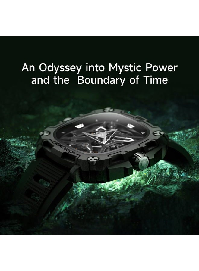 CIGA Design Eye of Horus Automatic Skeleton Watch Unique Triangular Seconds Hand Luminous Waterproof Timepiece Gifts for Men and Women (Silver) - Image 2