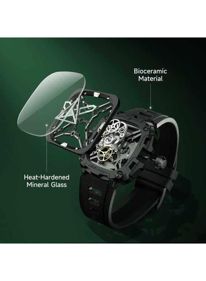 CIGA Design Eye of Horus Automatic Skeleton Watch Unique Triangular Seconds Hand Luminous Waterproof Timepiece Gifts for Men and Women (Silver) - Image 3