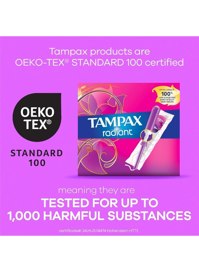 Tampax Radiant Tampons for Women with LeakGuard Braid Super Absorbency Unscented 84 Count 3 Packs of 28 - Image 3