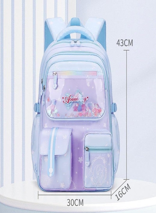 ONOTIC Kawaii Backpack for Girls, College Fancy Bag, School Bag, College Bag for Girls, Kids Gift, Bag for Girls, Bag for Kids, Trendy College Backpacks for Girls 46cms (Stationary Blue) - Image 4