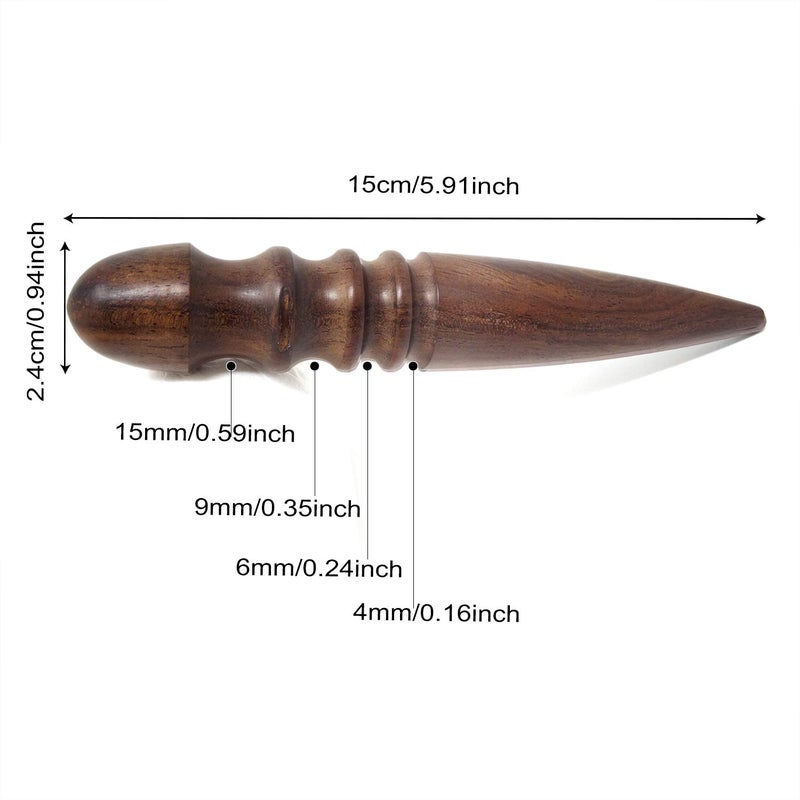 Honbay 1PCS Ebony Wood Leather Edge Burnisher Tool for Burnishing Leather Projects (4 Grooves) - Image 2