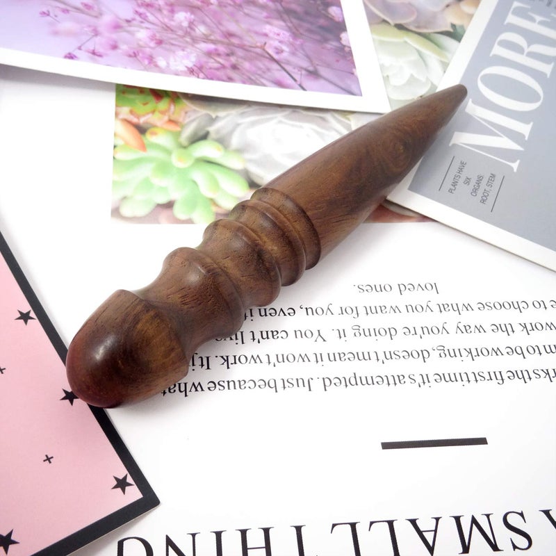 Honbay 1PCS Ebony Wood Leather Edge Burnisher Tool for Burnishing Leather Projects (4 Grooves) - Image 4