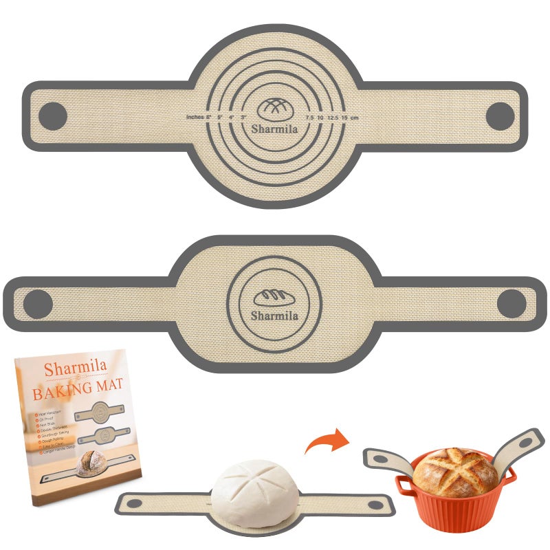 Sharmila Silicone Bread Sling for Dutch Oven - Non-Stick & Heat Resistant, 2Pcs Oval and Round Reusable With Long Handles for Transfer Sourdough - Image 1