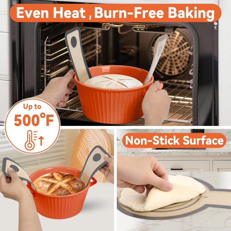 Sharmila Silicone Bread Sling for Dutch Oven - Non-Stick & Heat Resistant, 2Pcs Oval and Round Reusable With Long Handles for Transfer Sourdough - Image 5