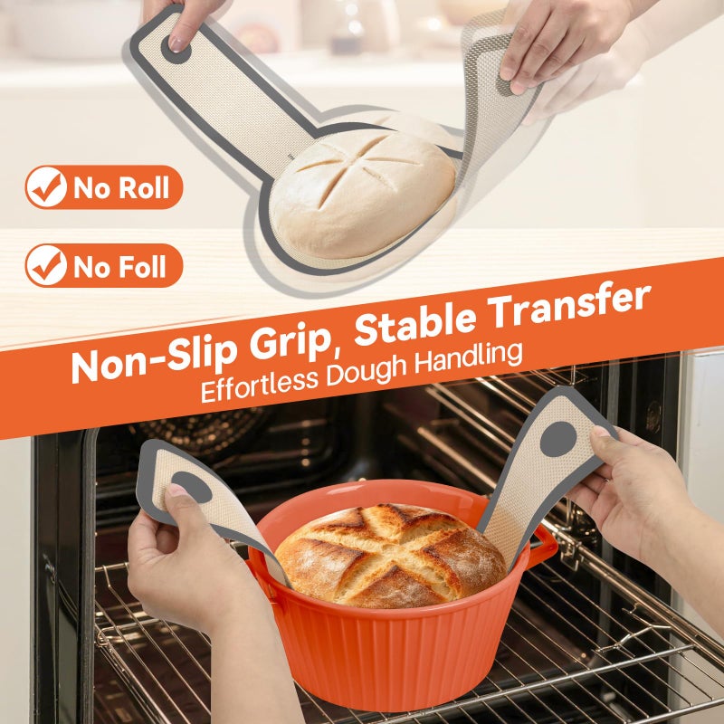 Sharmila Silicone Bread Sling for Dutch Oven - Non-Stick & Heat Resistant, 2Pcs Oval and Round Reusable With Long Handles for Transfer Sourdough - Image 4