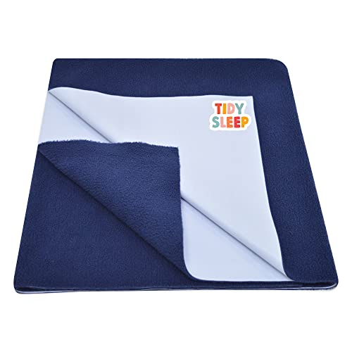 Tidy Sleep Instadry Anti-Piling Fleece Extra Absorbent Quick Dry Sheet for New Born Babies, Cotton Bed Protector Mattress Pack of 1 Navy Blue Large (140x100) cm - Image 1