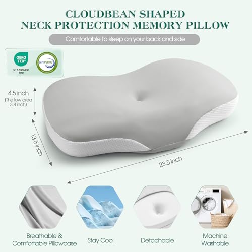 LTHTRADE Cervical Pillow for Neck and Shoulder Support, Ergonomic Memory Foam Contour Pillows with Adjustable Dual Heights & Breathable Cover for Side Back Stomach Sleepers(Grey) - Image 5