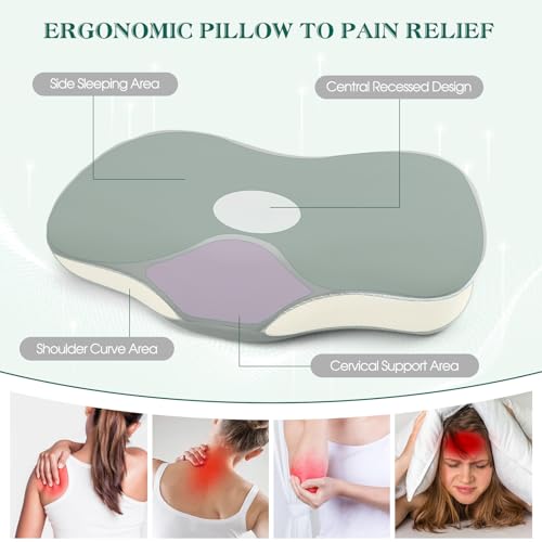 LTHTRADE Cervical Pillow for Neck and Shoulder Support, Ergonomic Memory Foam Contour Pillows with Adjustable Dual Heights & Breathable Cover for Side Back Stomach Sleepers(Grey) - Image 3