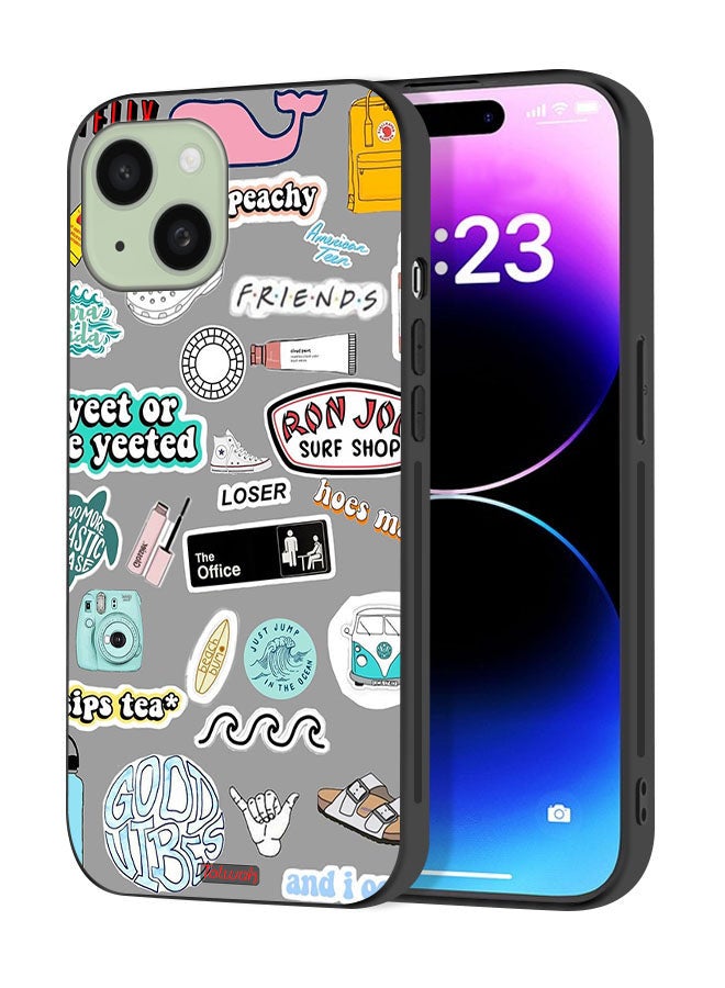 Tolwak Apple iPhone 15 Plus Protective Case Cover Good Vibes Stickers - Image 1