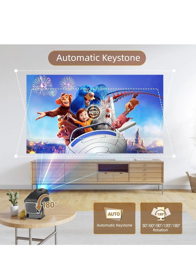 JAJEEK Mini 4K Native 1080P Smart Projector – Android TV 11.0, WiFi & Bluetooth, Auto Keystone, 10000 Lumens, 180-Degree Rotation, Short Throw – Ultimate Home Theater Experience  - Image 2