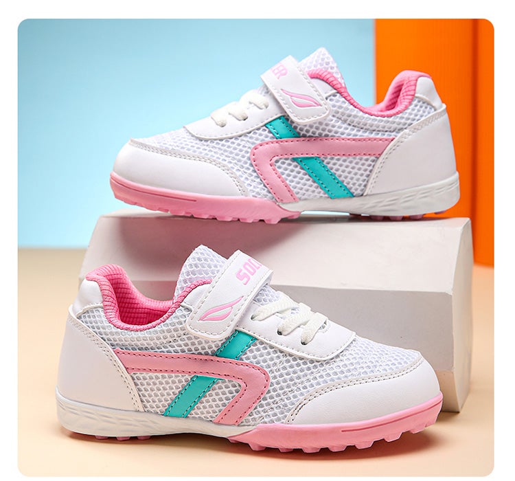 Women'S Football Shoes Pink Broken Nails Tf Kids Primary School Children Girls Training Shoes Girls - Image 1