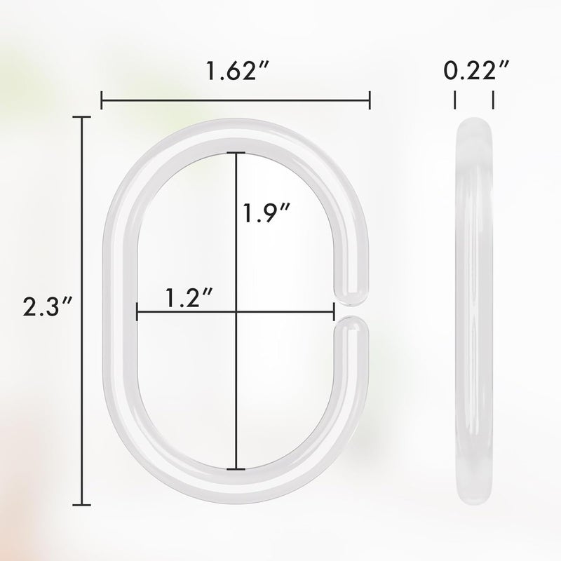 Amazer Plastic Shower Curtain Rings, Shower Curtain Hooks, 24 Pcs C Shaped Shower Hooks for Shower Curtain, Clear Shower Curtain Hooks for Bathroom - Image 4