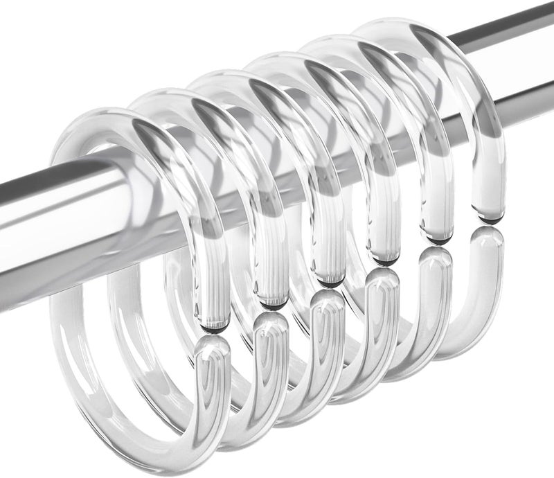 Amazer Plastic Shower Curtain Rings, Shower Curtain Hooks, 24 Pcs C Shaped Shower Hooks for Shower Curtain, Clear Shower Curtain Hooks for Bathroom - Image 1