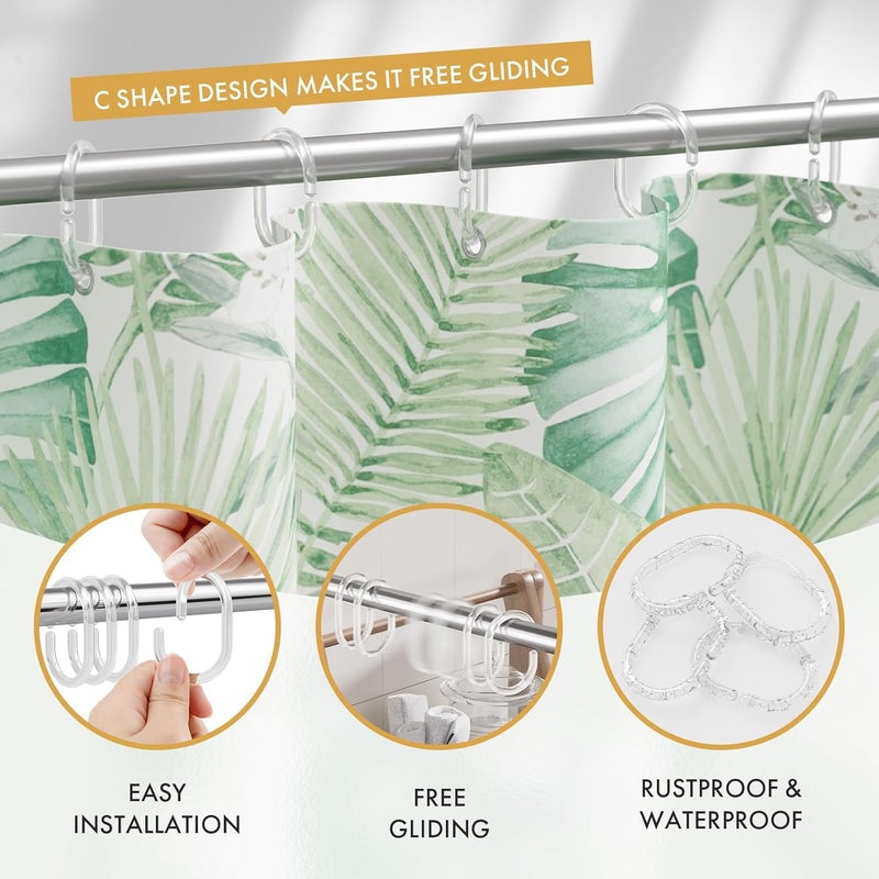 Amazer Plastic Shower Curtain Rings, Shower Curtain Hooks, 24 Pcs C Shaped Shower Hooks for Shower Curtain, Clear Shower Curtain Hooks for Bathroom - Image 2