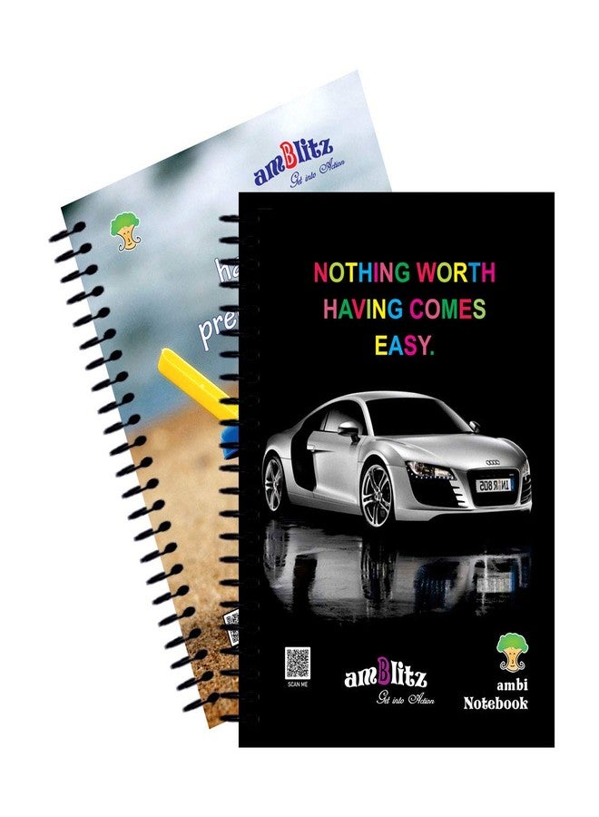 amblitz Notebook | 200 Pages | Pack of 2 Notebooks | Ruled Single Line | Short Size A5 | Contains Coloured Pages | 5 Different Colors | Code 1024 | - Image 2