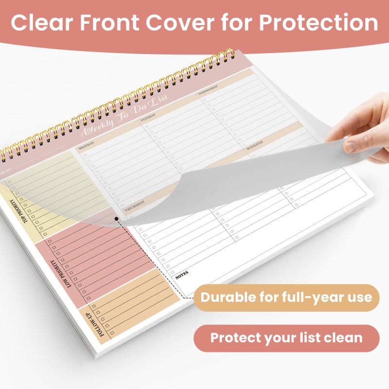 ZOTIA Weekly To Do List Notepad with 52 Undated Sheetsï¼ˆ8.5"Ã—11"ï¼‰- Undated Weekly Planner Notepad for Office Desk Accessories and Supplies - Sunshine Petal - Image 4