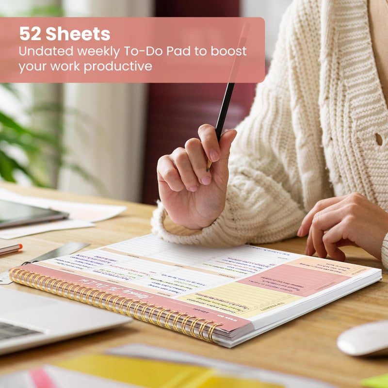 ZOTIA Weekly To Do List Notepad with 52 Undated Sheetsï¼ˆ8.5"Ã—11"ï¼‰- Undated Weekly Planner Notepad for Office Desk Accessories and Supplies - Sunshine Petal - Image 5