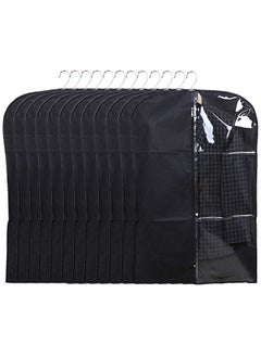 Kuber Industries Kuber Industries Half Transparent Blazer Cover|Suit covers with zip for Men, Women|Cloth Organizer for Wardrobe|Transparent Window & Premium Zipper|Pack of 12 (Black)  - Image 1