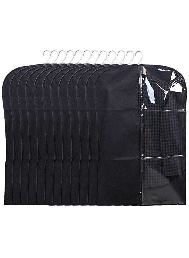 Kuber Industries Kuber Industries Half Transparent Blazer Cover|Suit covers with zip for Men, Women|Cloth Organizer for Wardrobe|Transparent Window & Premium Zipper|Pack of 12 (Black)  - Image 1