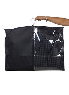 Kuber Industries Kuber Industries Half Transparent Blazer Cover|Suit covers with zip for Men, Women|Cloth Organizer for Wardrobe|Transparent Window & Premium Zipper|Pack of 12 (Black)  - Image 4