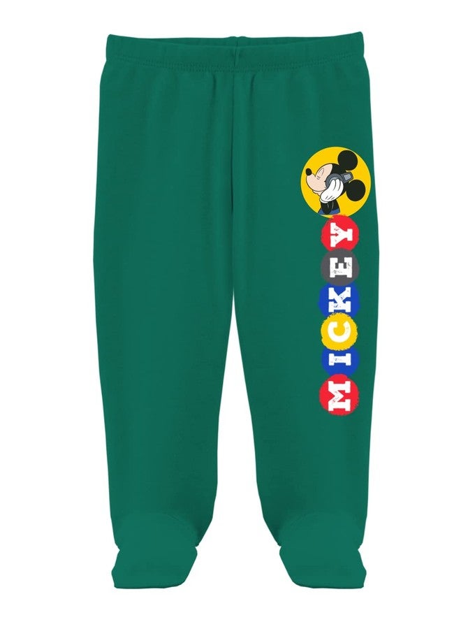 minicult Disney Mickey Mouse Footed Pajama Pants For Baby Boys And Girls(White c2)(Pack of 3)(12-18 Months) - Image 2